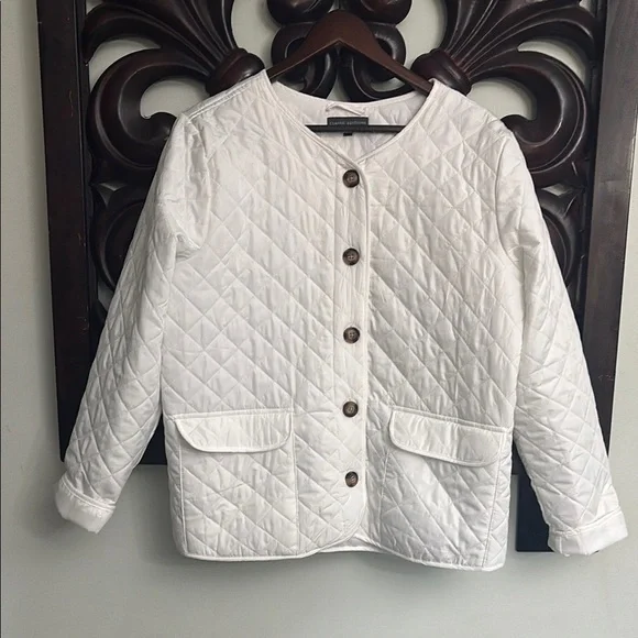 White Quilted Jacket with Buttons by Classic Editions - Picture 1 of 12